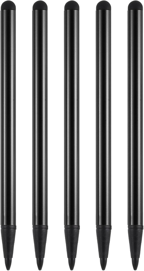 MECCANIXITY 5pcs 2 in 1 Phone Touch Screen Pen, Aluminum Alloy with Resistance Capacitive Tips (Universal, Black)