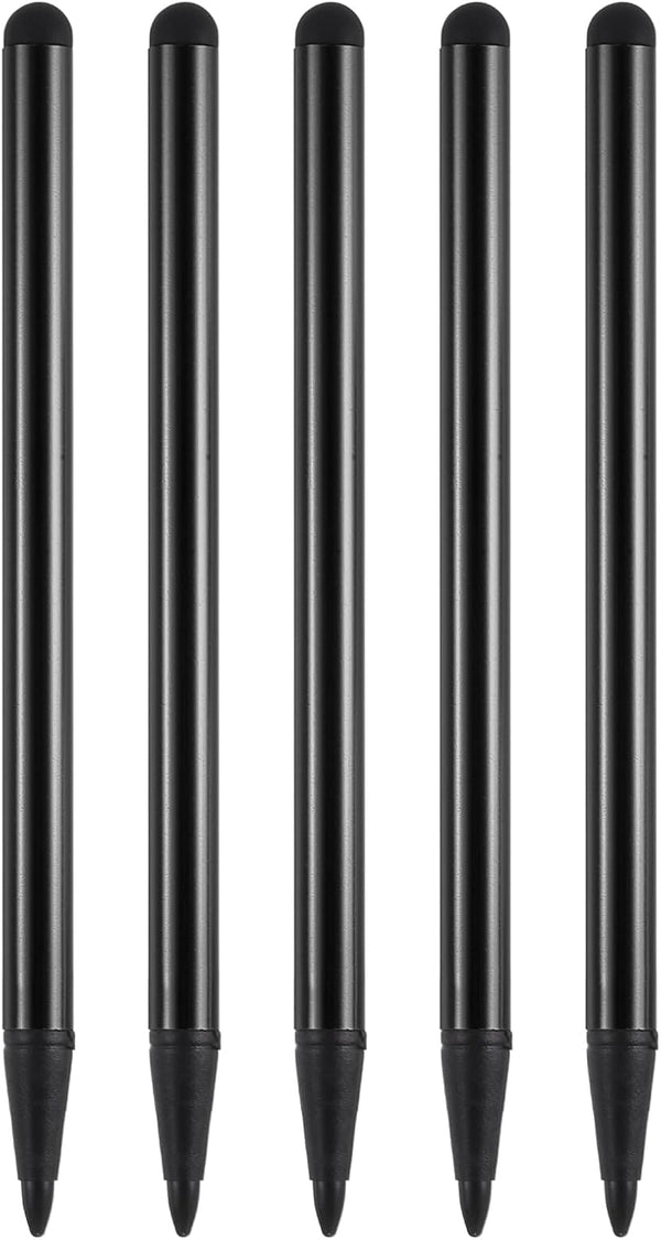 MECCANIXITY 5pcs 2 in 1 Phone Touch Screen Pen, Aluminum Alloy with Resistance Capacitive Tips (Universal, Black)