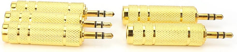 SiYear 5 Pack 3.5mm Male Plug to 6.35mm Female Stereo Jack Adaptor, Gold Plated for Audio