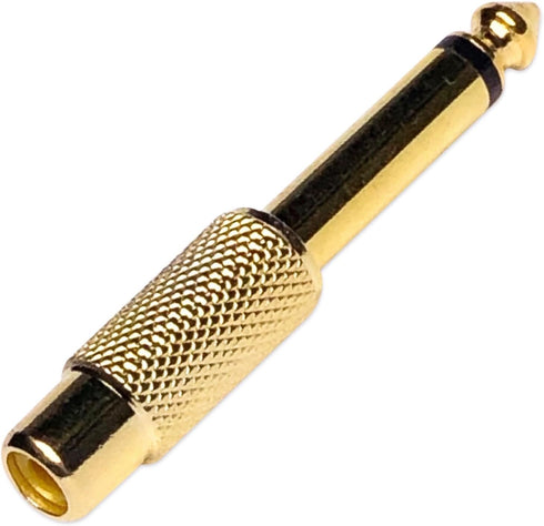 6.35mm 1/4" TS Plug to RCA Female Jack Adapter Connector - 10 Pack, Gold-Plated Mono Male to RCA Female