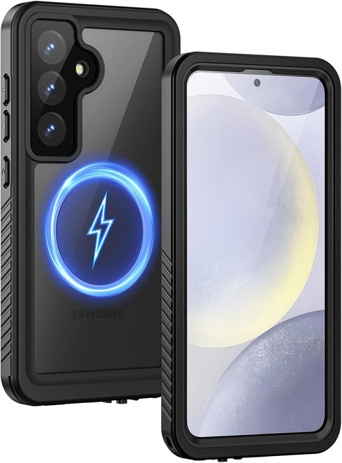 Lanhiem Magnetic Case for Samsung Galaxy S24, IP68 Waterproof Dustproof Rugged Full Body Cover with Screen Protector