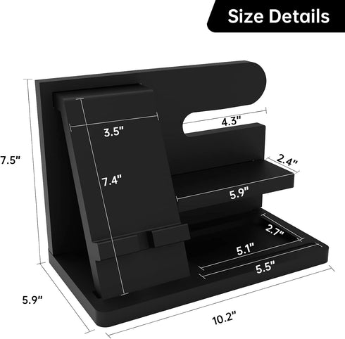 Gifts for Men Desk Organizer, Wooden Phone Docking Station for Key Wallet Holder, Watch Organizer for Birthday Gifts