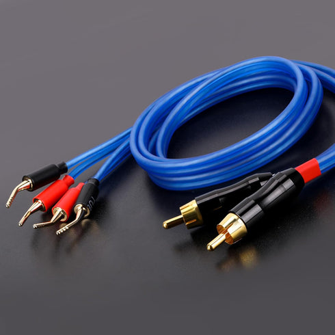 KK Cable V1-W2 18 GAUGE OFC Speaker Wire Pair with RCA Male to 2 Pair Pin Plugs (3M/9.8ft)