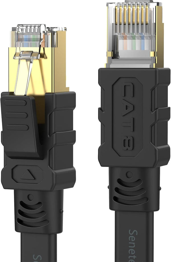 Senetem Cat 8 Ethernet Cable 100FT, High Speed 40Gbps 2000Mhz Flat Internet