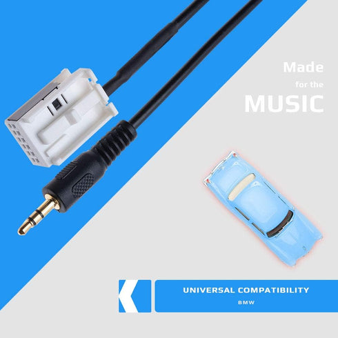Keple AUX Input Audio Cable Car Adapter, Compatible with BMW 12 Pin Changer, 4.9ft