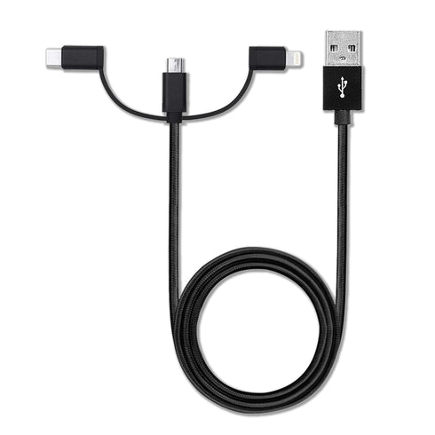 BoxWave 32GB MP3 (1.8 3-in-1 Cable Compatible with RIJAHO Player in) - AllCharge Cable - Jet Black