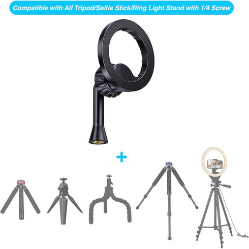 Magnetic Tripod Holder Mount Adapter for MagSafe, iPhone Tripod Mount Adapter with 1/4” Screw Hole, Magnetic Phone Tripod Holder Adapter for iPhone 15/14/13/12 Series