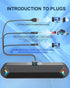 LENRUE Computer Speakers, Wired USB-Powered Sound-bar with 10W Stereo Sound for PC Desktop, Plug-n-Play (A39PRO/Black)