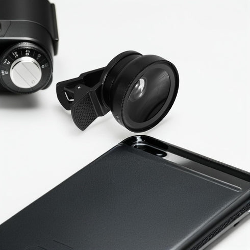 FONDOTIN 2-in-1 Universal Clip-on Phone Camera Lens Kit Ultra Wide Angle and Macro Lens for Mobile Photography