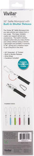 Vivitar Black Selfie Stick with Wired Shutter Release