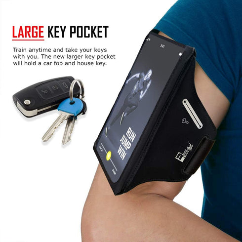 RevereSport Waterproof Running Armband for Phone with Case On, Sports Holder for iPhone & Samsung Models.