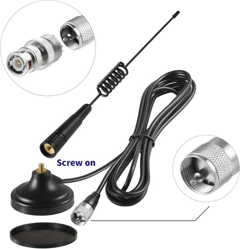 eifagur 27MHz PL-259 Long Range Magnetic Base CB Radio Antenna with BNC Male Connector for Mobile/Car Radio Cobra