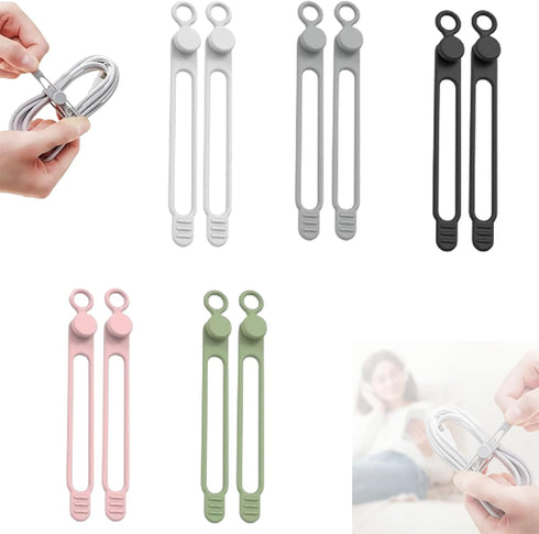 Data Cable Organizer, 2026 Upgrade Silicone Headphone Organizers, Silicone Cable Ties Reusable