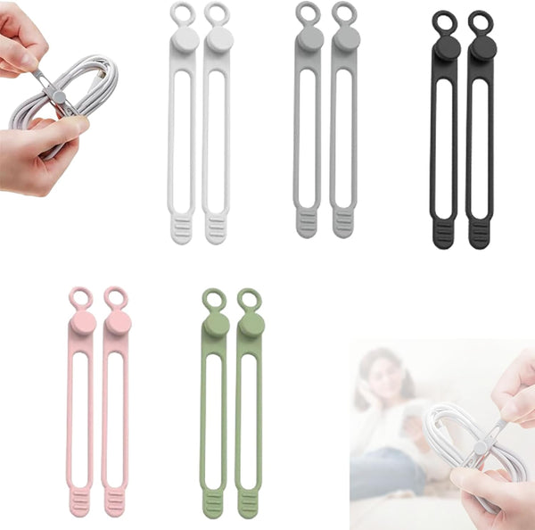 Data Cable Organizer, 2026 Upgrade Silicone Headphone Organizers, Silicone Cable Ties Reusable