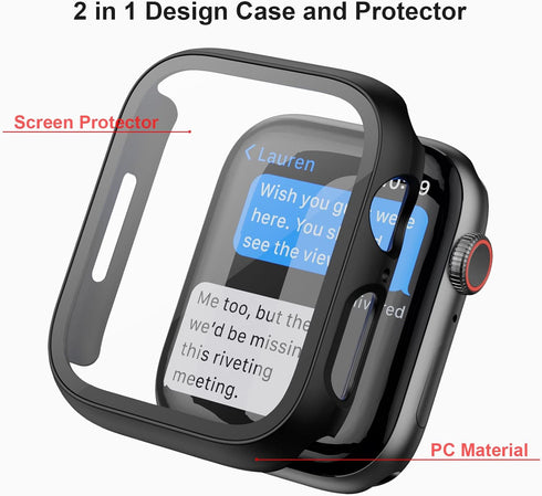 Haojavo 5 Pack Case with Tempered Glass Screen Protector for Apple Watch Series 9 8 7 41mm, Slim Fit Cover