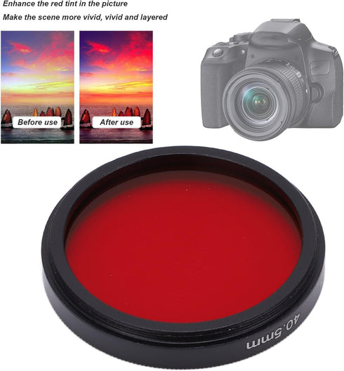 Full Red Lens Filter for Nikon Camera, Waterproof Optical Glass Filter