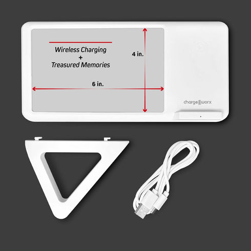 Smartpix Wireless Charging Station: 10W Charger, Desk Dock & Nightstand Accessory, 4x6 Photo Frame | Clutter-Free Design