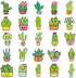 Ratgoo 50 Pack Pcs Lovely Cactus Stickers Cheerful Green Botanical Waterproof Vinyl Decal Stickers for Water Bottles
