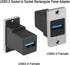 QIANRENON 5Gbps USB3.0 Rectangular Metal Panel Adapter USB3.0 Female to Female Panel Mount Connector USB 3.0 Mounting Socket Data Module 5V/0.5A Charging, Mounting on Panel Desktop Wall Floor Plug