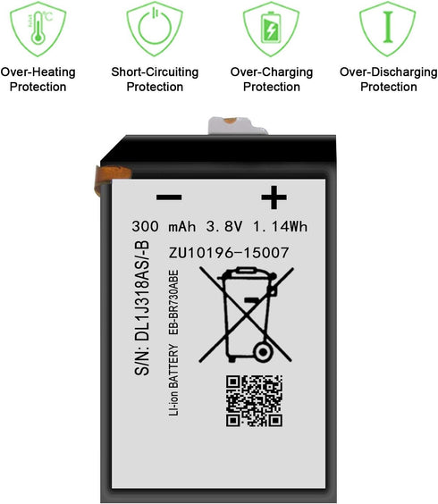 WUHAO Replacement Battery EB-BR730ABE for T-Mobile Samsung Galaxy Gear S2 Classic SM-R735T, Compatible with R730