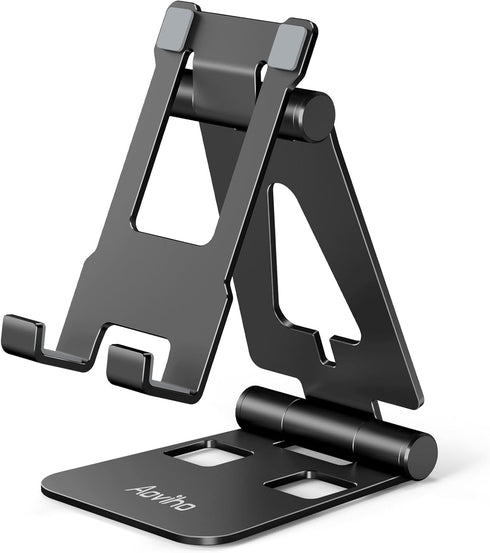 Cell Phone Stand for Desk, Adjustable Desktop Phone Holder Stand, Foldable Mobile Phone Dock for iPhone 15, 14, 13, 12,