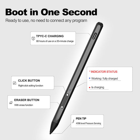 Stylus Pen for HP Envy X360, Pavilion X360, Specter X360, MPP 2.0 Tilt-Active Stylus with 4096 Levels of Pressure
