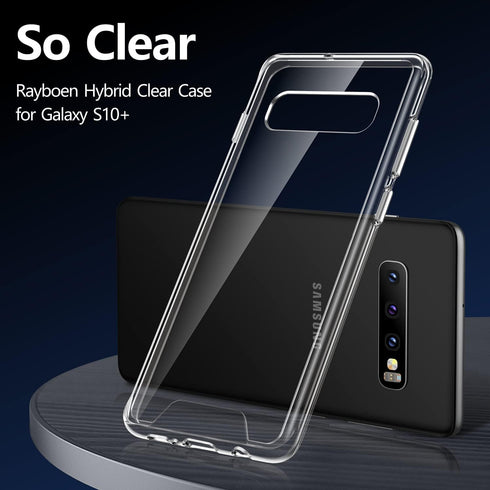 Rayboen Case for Galaxy S10 Plus, Shockproof Transparent Hard PC Back Flexible TPU Protection Phone Cover