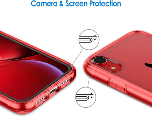 JETech Case for iPhone XR 6.1-Inch, Non-Yellowing Shockproof Bumper Cover, Anti-Scratch Clear Back (Red)