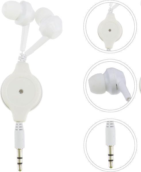Retractable Earbuds, 3pcs Wired Retractable Earphone Stereo in-Ear Earbuds 3.5mm Jack Earphones for Cell Phones Tablets