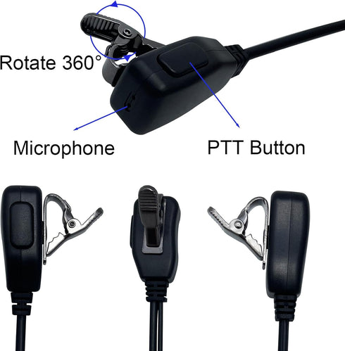 Walkie Talkie Earpiece with Mic PTT, 2 Pin Covert Acoustic Tube for Baofeng UV-5R, 2 Pack