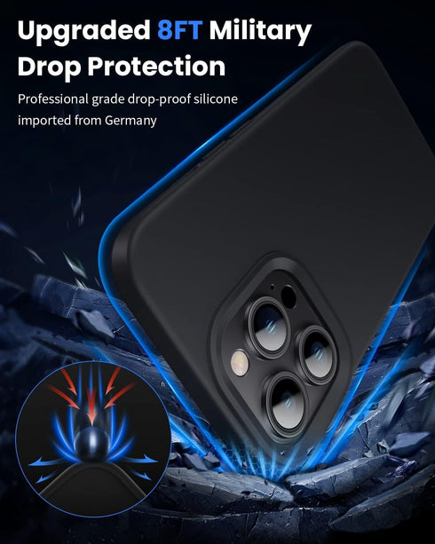 OuXul 13 6.1 inch(Black) Designed for iPhone Pro Case,Shockproof Liquid Silicone Protective Phone Case with Soft