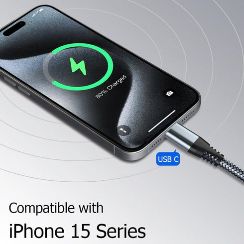 Puxnoin 6ft USB C to USB C Cable 60W, 3-Pack Fast Charging for iPhone 15, MacBook Pro, iPad Pro, Galaxy S20 & More.