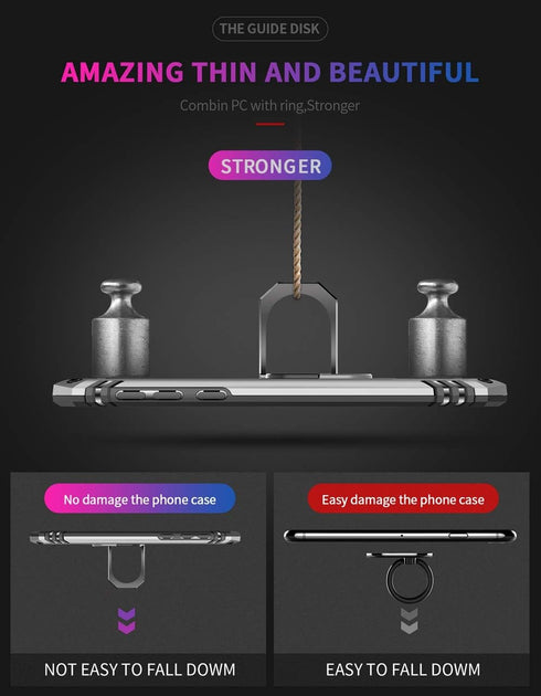 Military Grade Drop Impact Case for Motorola Moto G7 Play, 360 Metal Rotating Ring Kickstand Holder