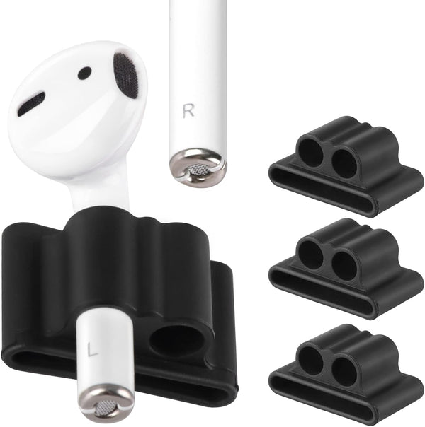 Silicone Watch Band Holder for Airpod 1/2/Airpods Pro, 3pcs Portable Anti-Lost Silicone Accessories for Airpods (Black)