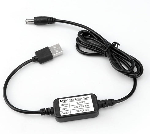 DROK USB to 9V, 5V to 9V USB Boost Converter, 1.2 Meter Length Power Regulator Line