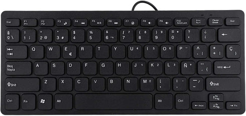 Demeras Ultra-Thin Wired Keyboard, Portable Mini Spanish Keyboard with USB Interface, 78 Sensitive Keys