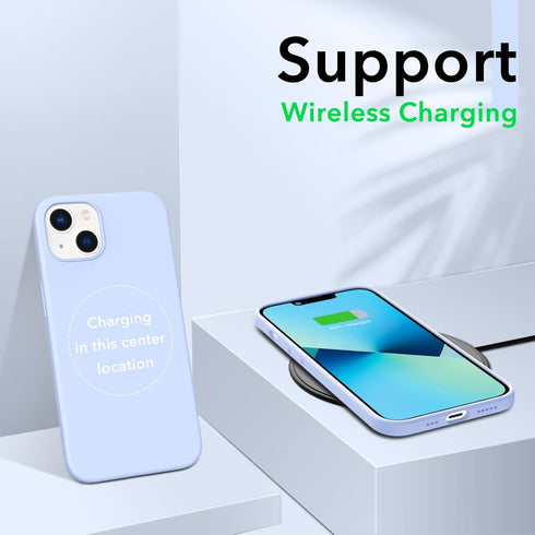 ORNARTO iPhone 13 Case 6.1" - Slim Liquid Silicone, 3 Layers, Full Coverage Soft Gel Rubber - Baby Blue