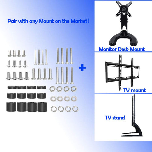 Universal TV Mount Screw Kit, Includes M4, M5, M6 Screws, Washers and Spacers, Stainless Steel, Compatible with VESA