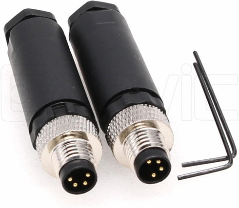 M8 4 Pin Male A Code Plug Industrial Circular Sensor Connector, 8mm Waterproof IP67 - 2PCS