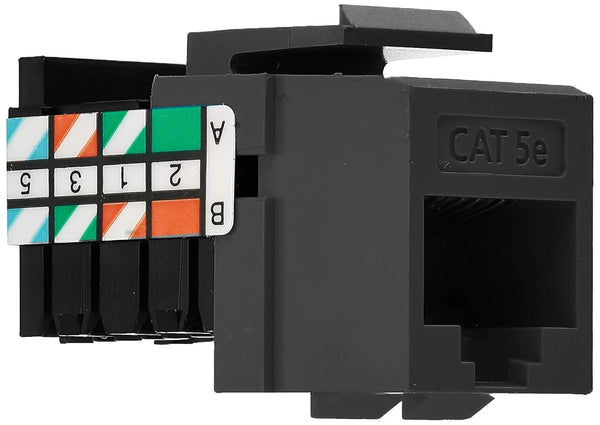 Leviton 5G108-AE5 Cat 5e 8-Wire QuickPort Adapter Jack, Black, 10-Pack
