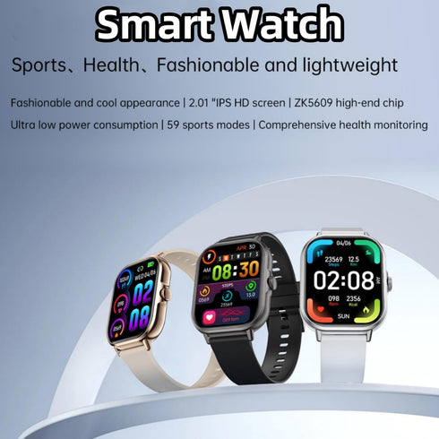 Smart Watch for Women Men, 2.01" Smartwatch with Heart Rate Monitor Blood Oxygen and Sleep Monitor Fitness Tracker Watch (Make/Answer Call), IP67 Waterproof Smart Watch for Android iOS Phones (Black)