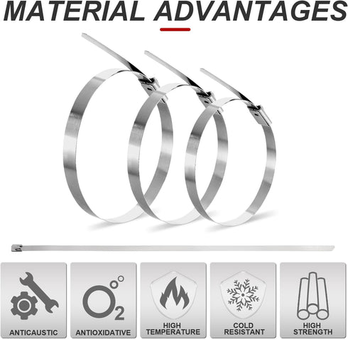 100 Pack Metal Zip Ties, 12inch Stainless Steel Heavy Duty Self-locking Wire Ties for Fence, Machinery, Vehicles