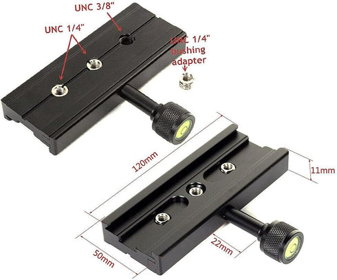 Hersmay 120mm 3/8" 1/4" Arca-Swiss Quick Release Plate with QR Clamp Adapter with Screw Hole Compatible for Camera