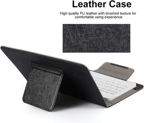Bluetooth Wireless Keyboard with PU Case Cover for Android/for iOS Smartphone,Bluetooth Keyboard with Flip Case and Stand for 9.7''-10.1'' Windows Tablet,Universal 10 Inch Keyboard Cover Set