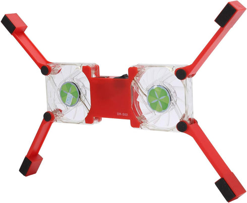 DR-S02 Laptop Cooling Pad, Folding Cooler with Dual Fans, Portable USB Powered Notebook Radiator Stand (Red)