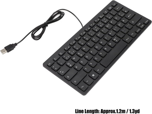 Yoidesu Wired Keyboard, TT-A01 78 Keys USB Mute Ultra Thin Mini Keyboard for PC Laptop Desktop (Russian)