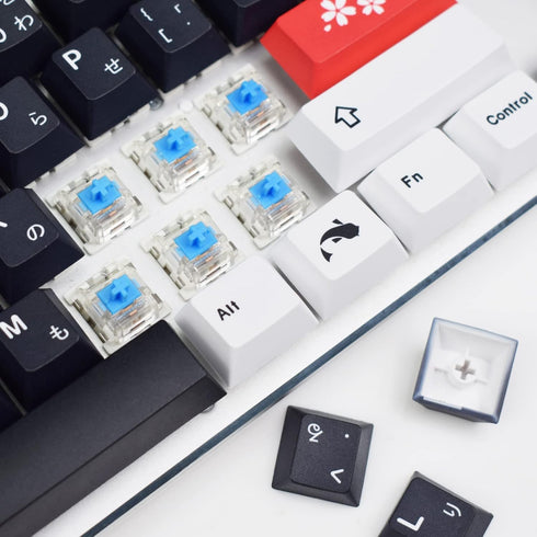 MOLGRIA Black and White Keycaps, 129 Set SuMi PBT Cherry Profile, Custom Japanese Font Keycaps for Gateron Kailh Cherry