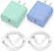 Phone Charger, 2 Pack 20W PD USB C Wall Fast Charger Adapter with 2 Pack 6FT Type C to Lightning Cable
