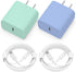 Phone Charger, 2 Pack 20W PD USB C Wall Fast Charger Adapter with 2 Pack 6FT Type C to Lightning Cable