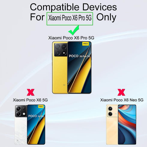 Ibywind 2 Pack Screen Protector For Xiaomi Poco X6 Pro 5G 6.67",9H Hardness Tempered Glass,With 1Pc Camera Lens Protector,1Pc Back Carbon Fiber Film